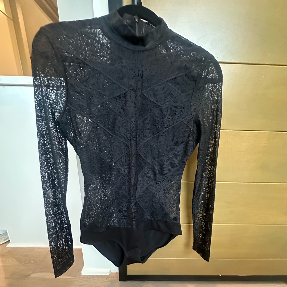 BCBGMaxAzria Black Lace Bodysuit